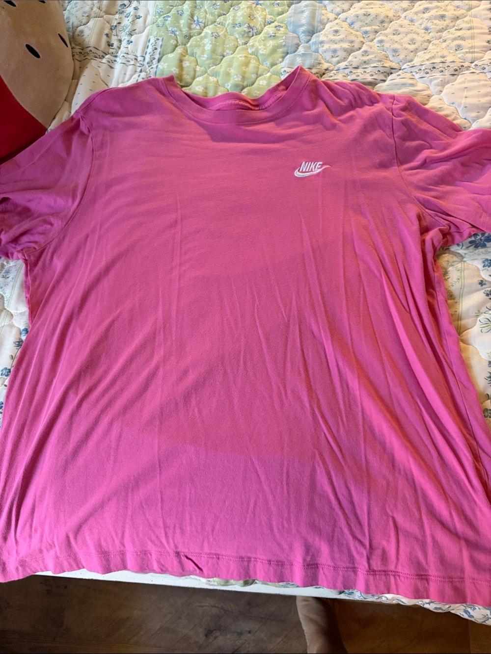 Nike Hot Pink Crew Neck Tee with White Swoosh